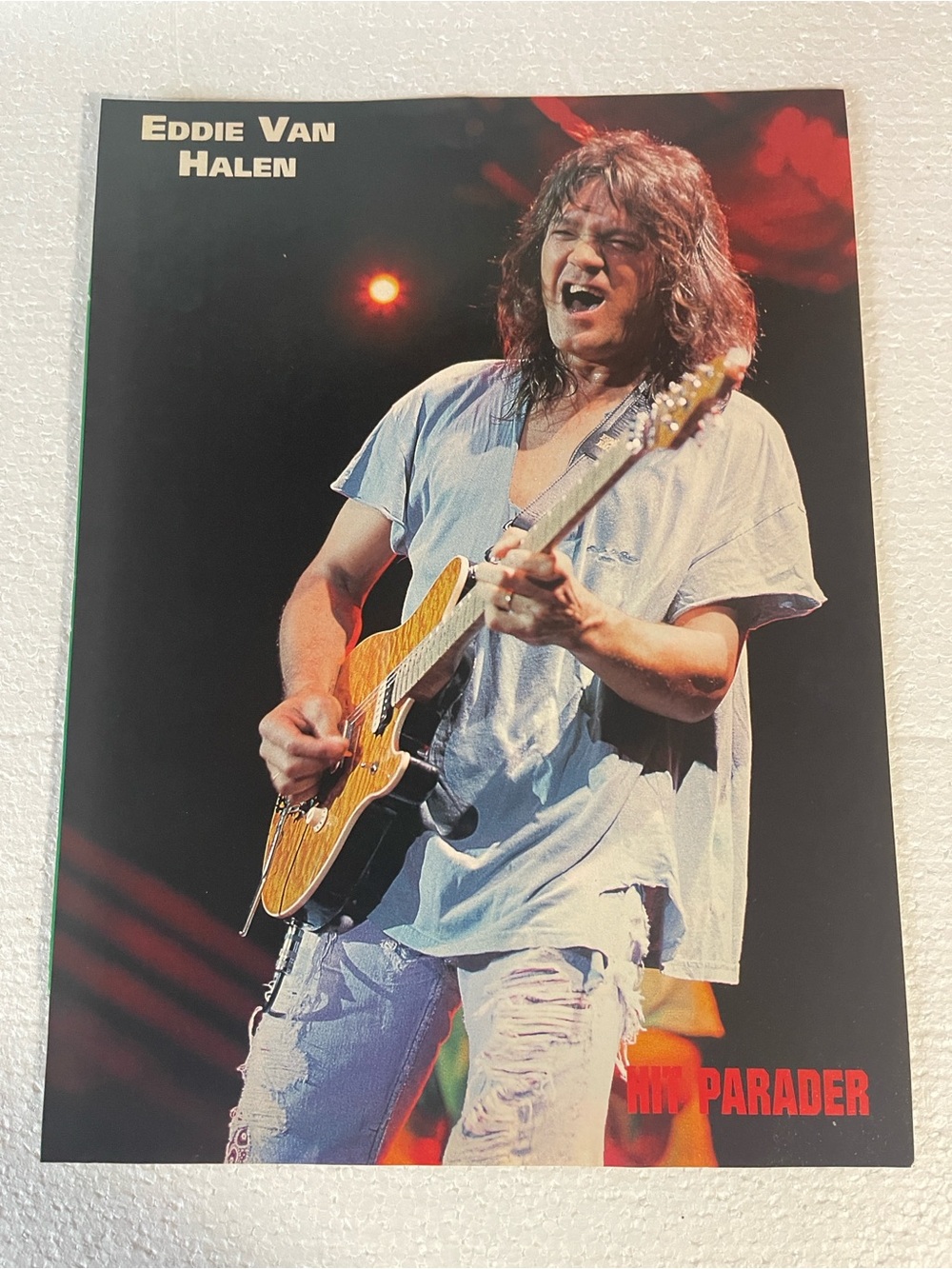 Eddie Van Halen Pinup with Blonde Guitar - Red, Black